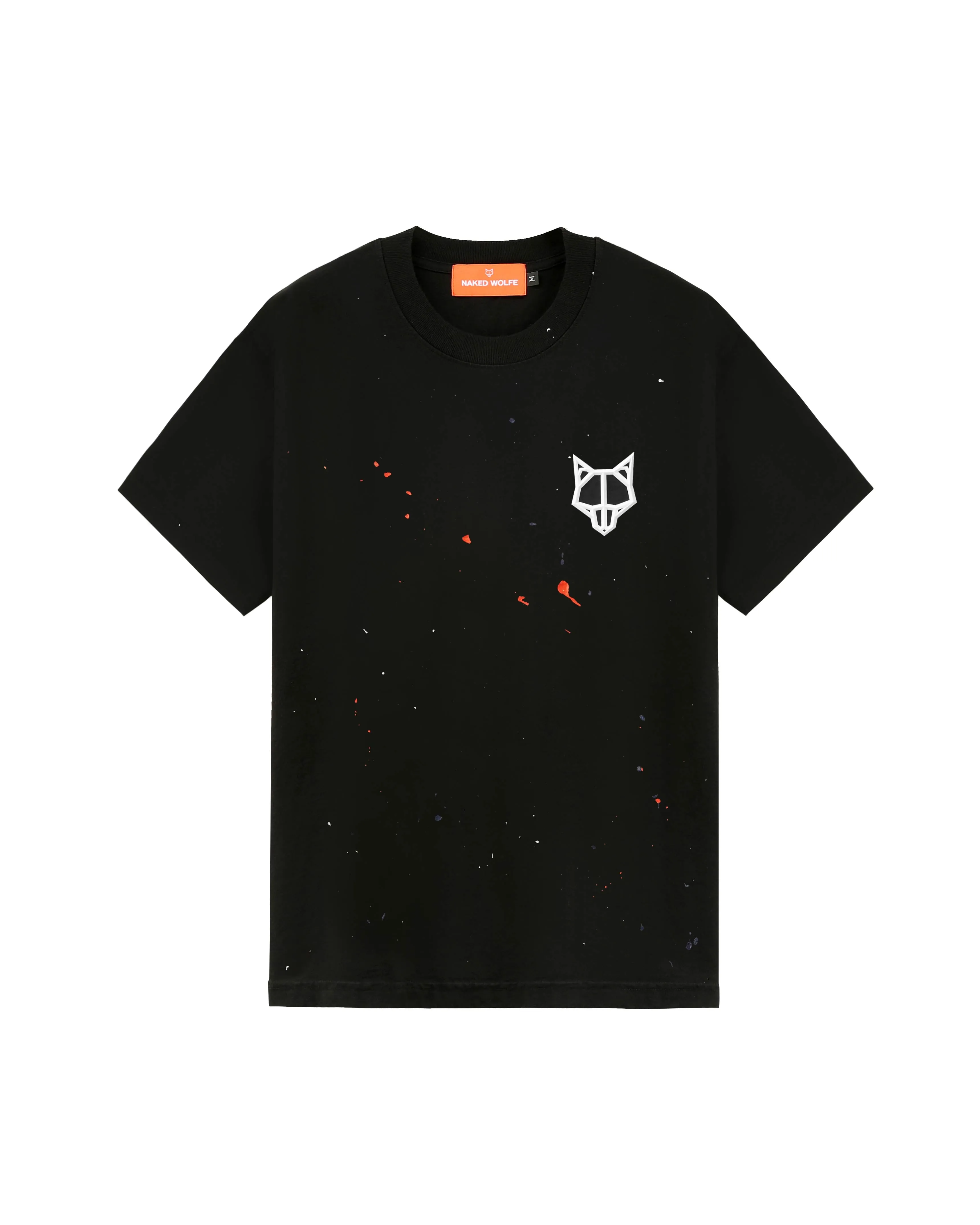 Wolfe T-Shirt Black Paint Splatter sold by naked wolfe