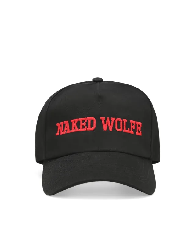 Varsity Unconstructed Cap Black/Red sold by naked wolfe