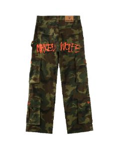 Baggy Pocket Cargo Pants Camo Logo sold by naked wolfe