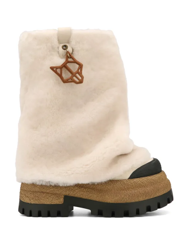 Disturb Shearling/Canvas Cream sold by naked wolfe