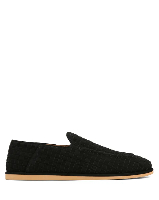 The Rare Mule Black Woven Suede sold by naked wolfe