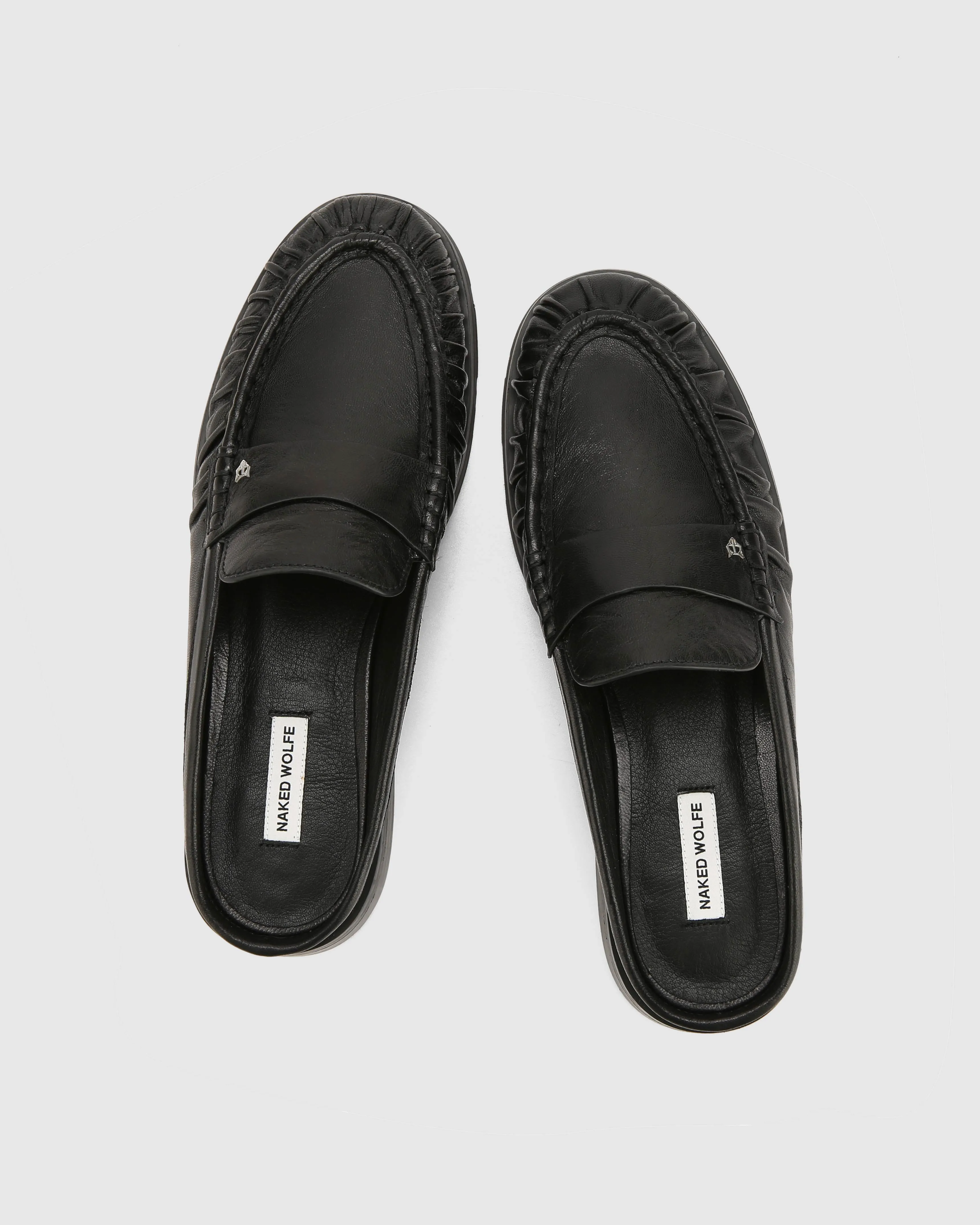 Slipper Black Tumble Leather sold by naked wolfe product image thumbnail 2