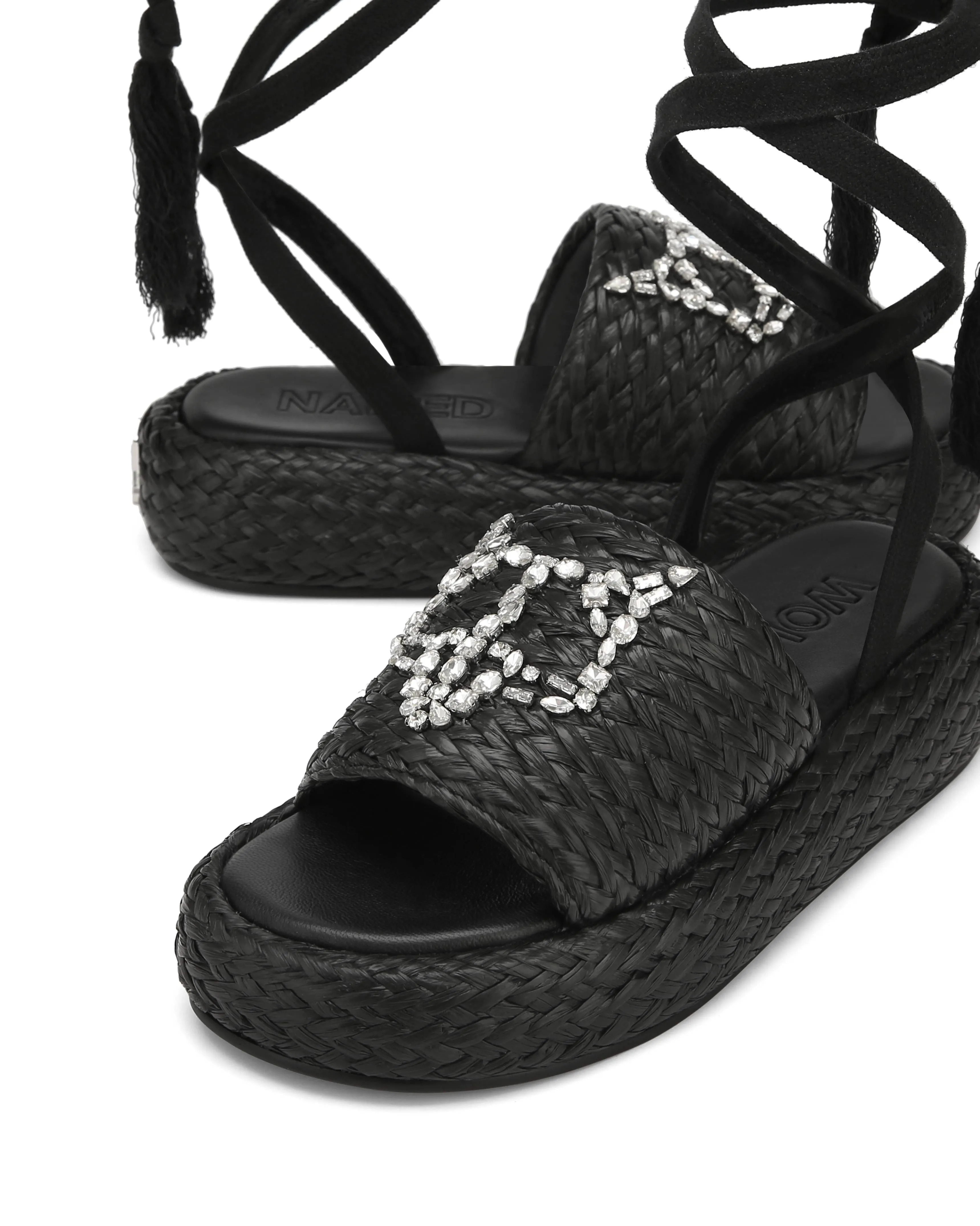 NAKED WOLFE★SURF RAFFIA ラフィア レザー サンダル ストラップ Surf Raffia Black | Parallel