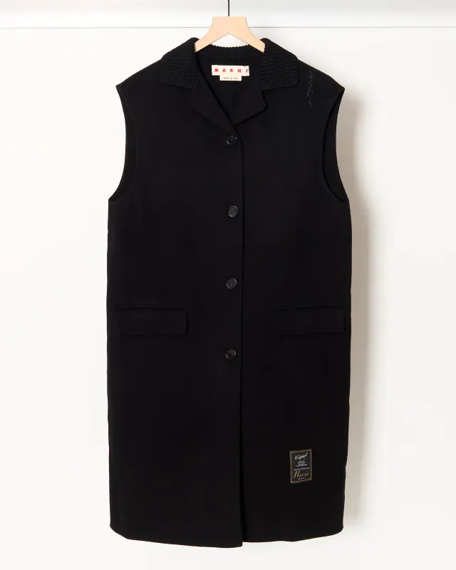 Felt Sleeveless Jacket Black sold by French + Italian