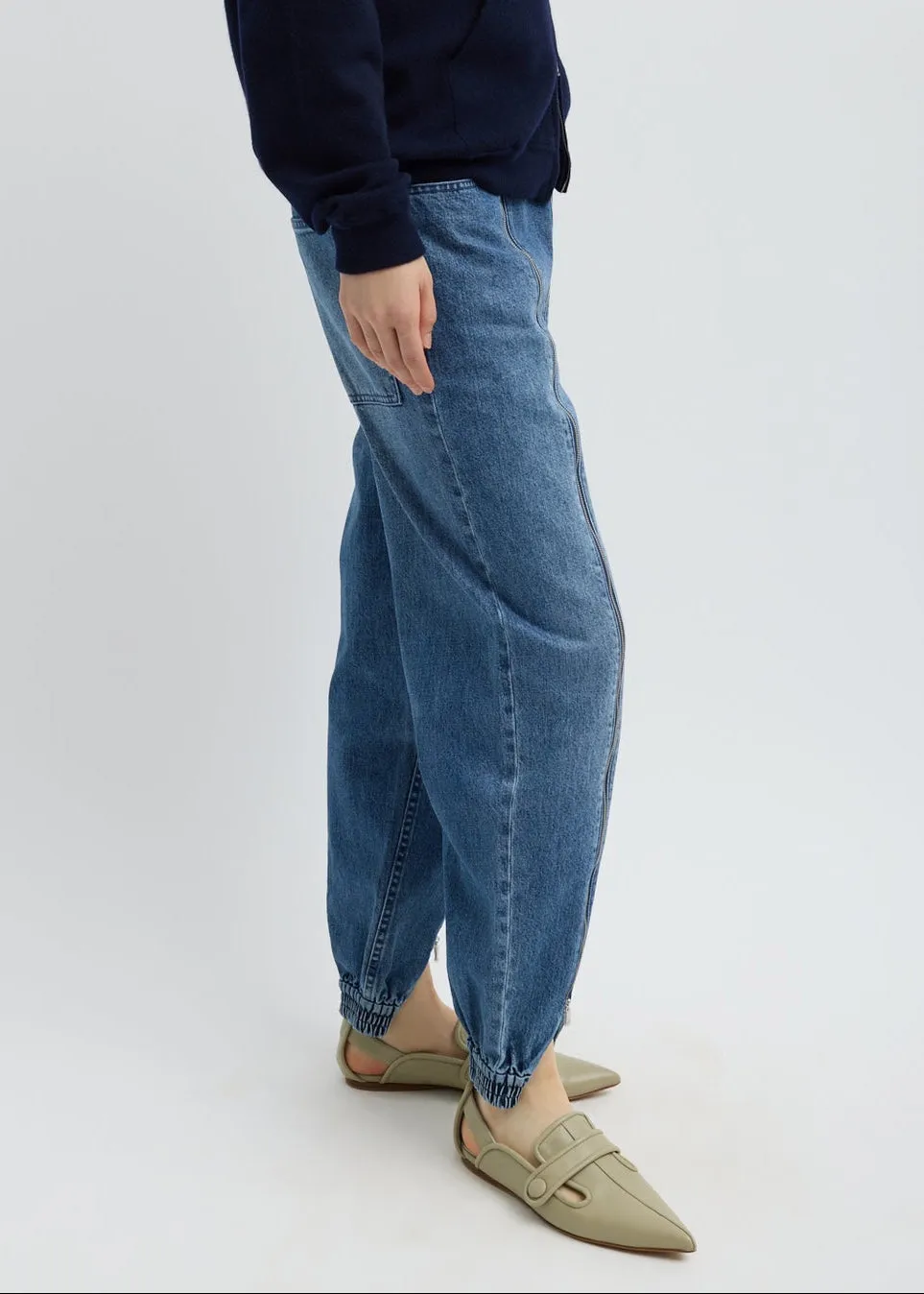 Zippered Denim Joggger sold by French + Italian product image thumbnail 5