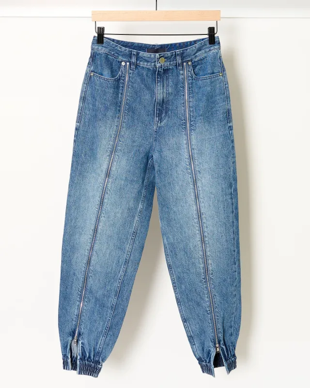 Zippered Denim Joggger made by Tibi