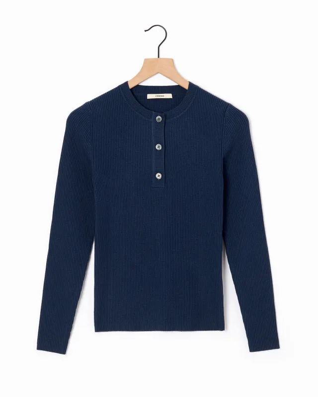 Steel Blue Ribbed Sweater sold by French + Italian