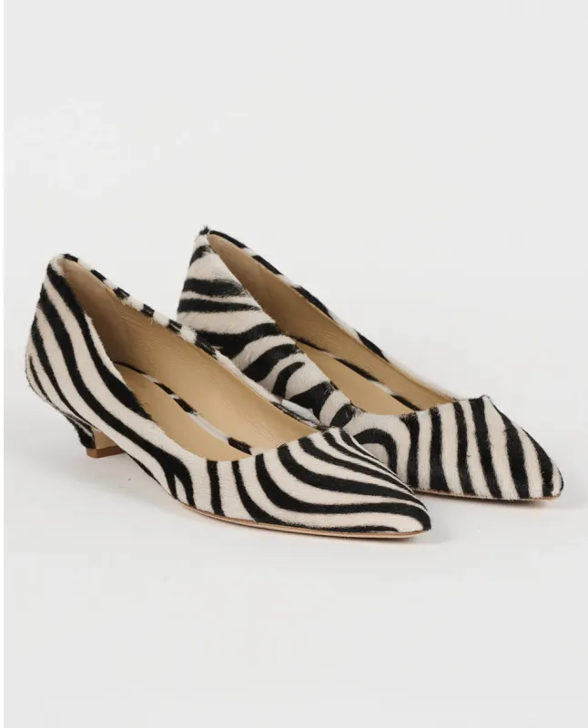 The Kitty Point Heel Zebra sold by French + Italian