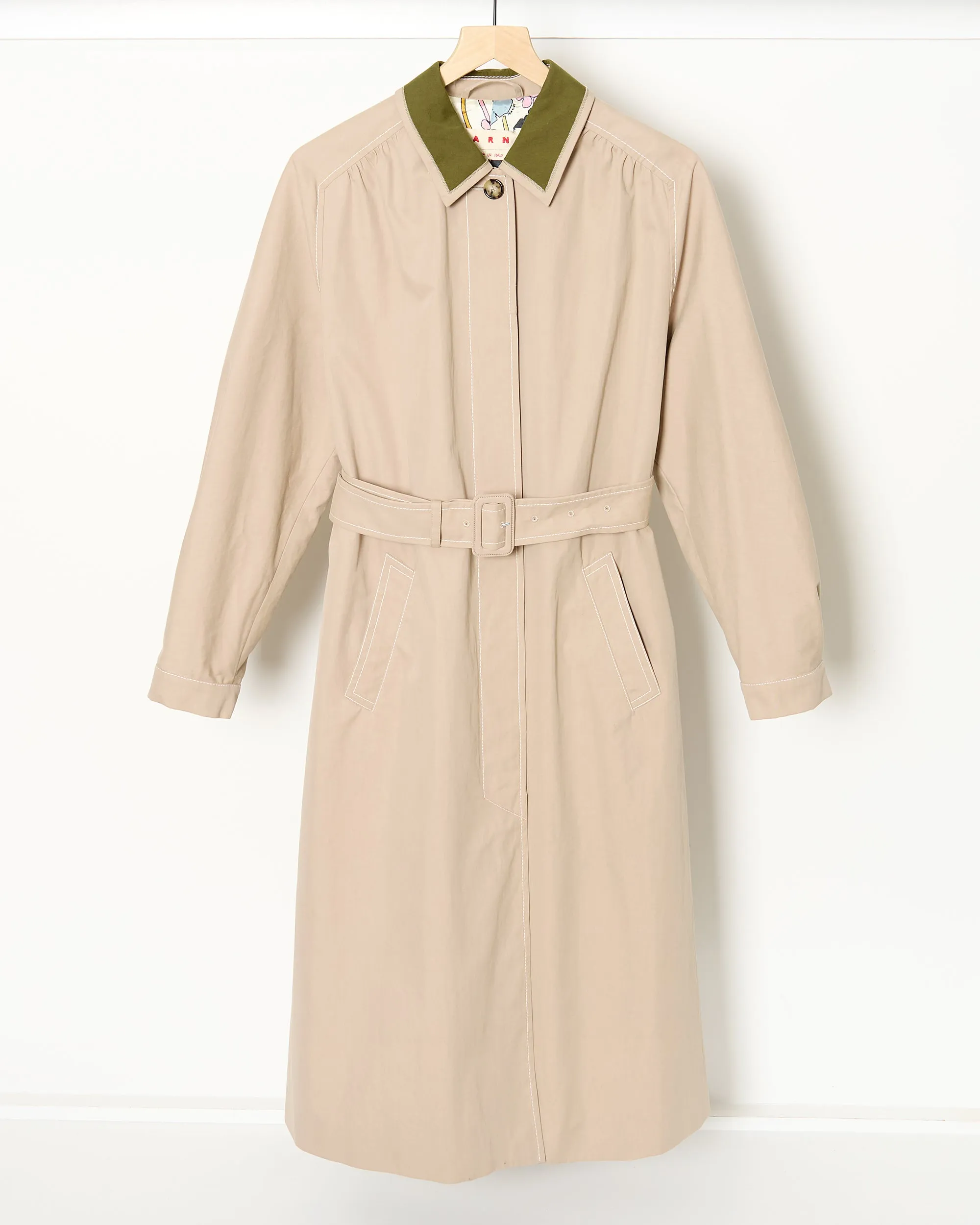 Gabardine Trench Contrast Collar sold by French + Italian