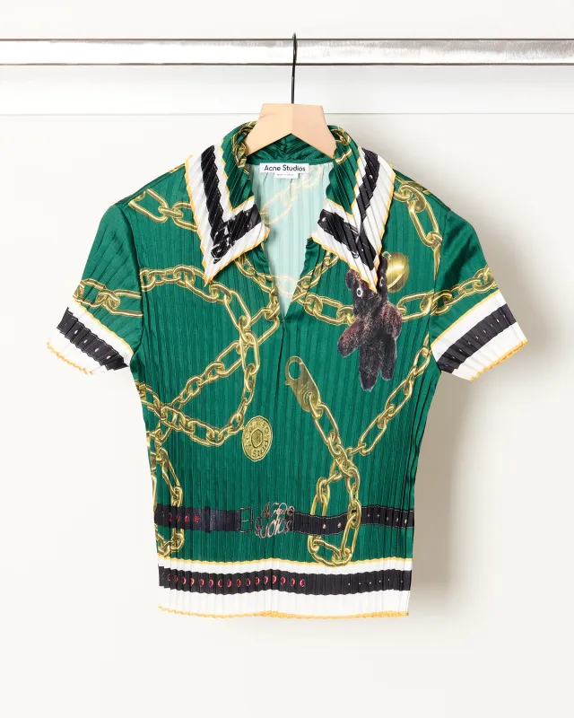 Pleated Printed Blouse sold by French + Italian