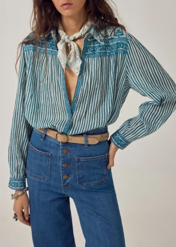 Maria Shirt Blue Ink made by Maison Hotel