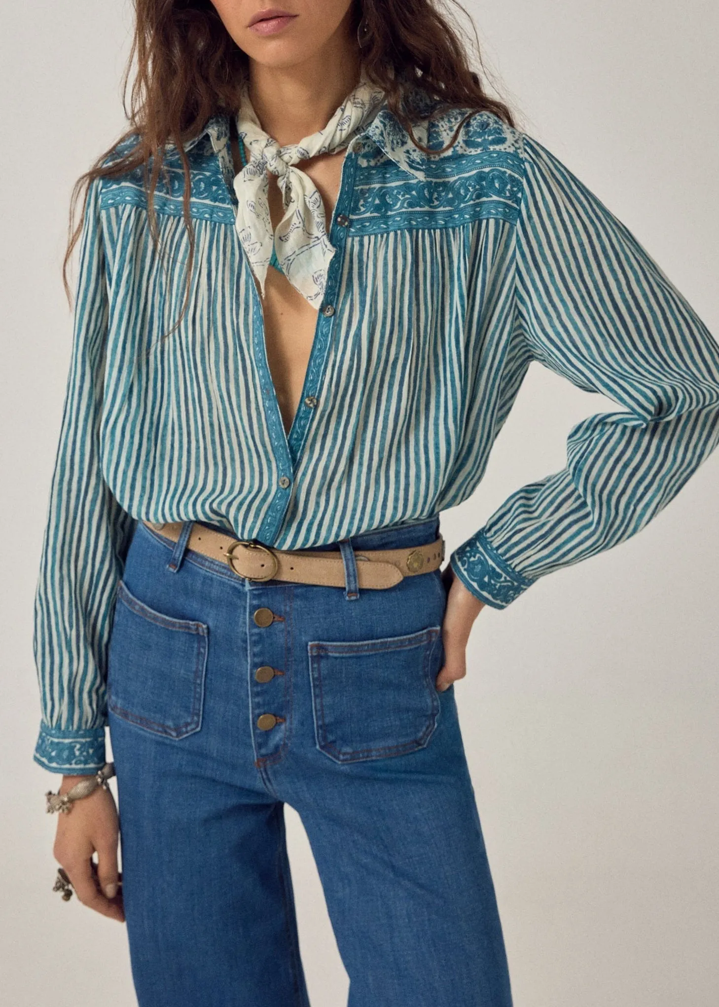 Maria Shirt Blue Ink sold by French + Italian