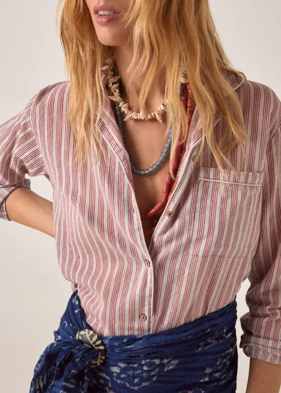 Dada Shirt Wine Stripes made by Maison Hotel