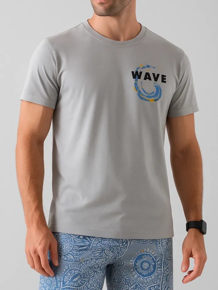 Men`s Printed T-Shirt – Short Sleeve -Silver sold by Tree