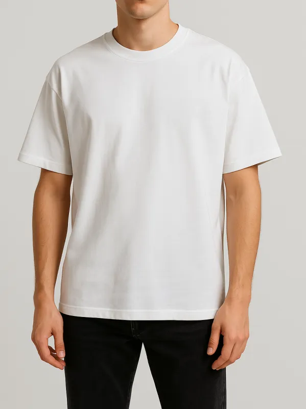 Men's T-Shirt Basic Over size Round Neck White made by Tree