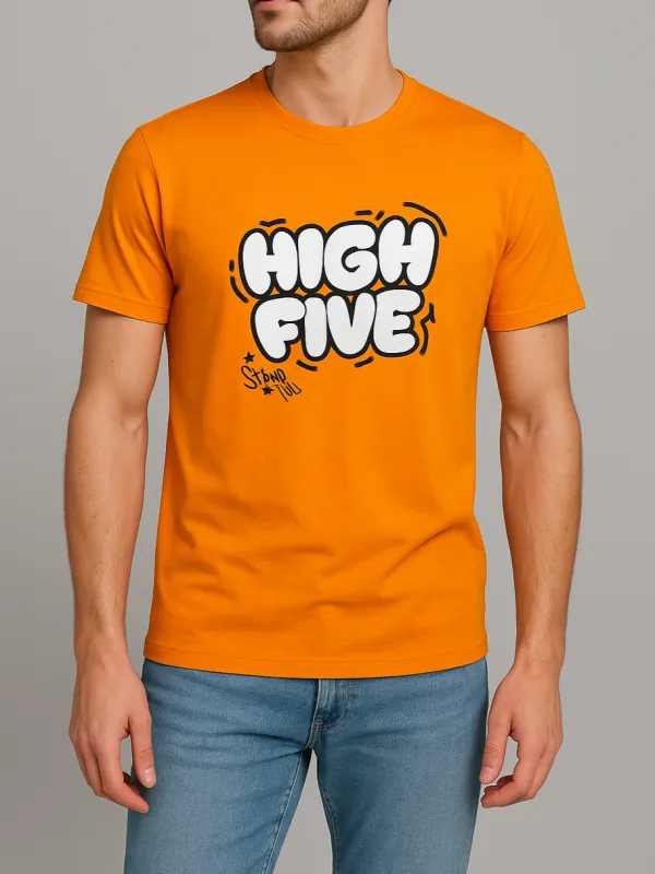Men`s Printed T-Shirt – Short Sleeve - Orange made by Tree