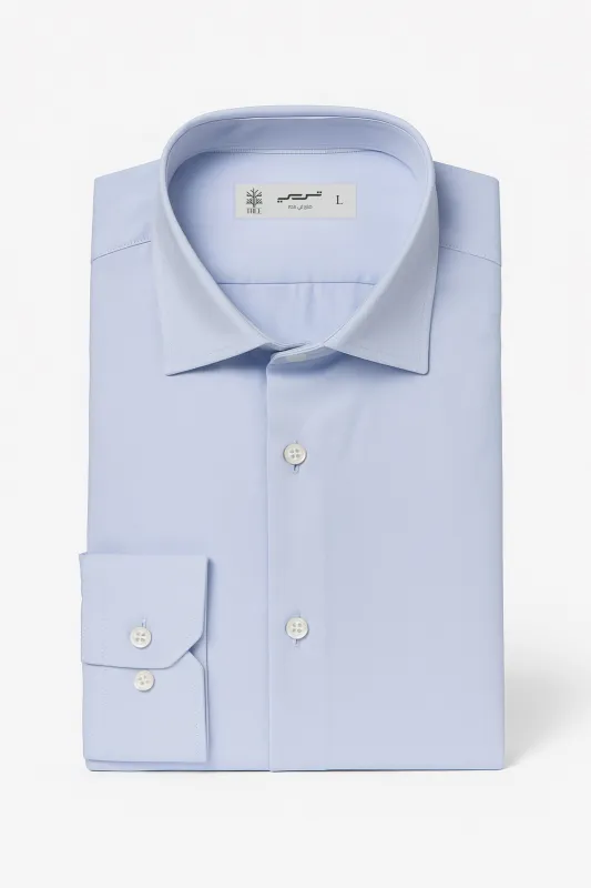 Men's 100% Cotton Formal Dress Shirt - Classic Fit-light blue made by Tree