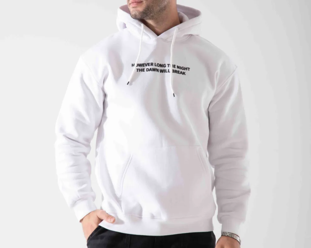 Men's Printed Oversized Hoodie Sweatshirt - Winter Cotton - white made by Tree