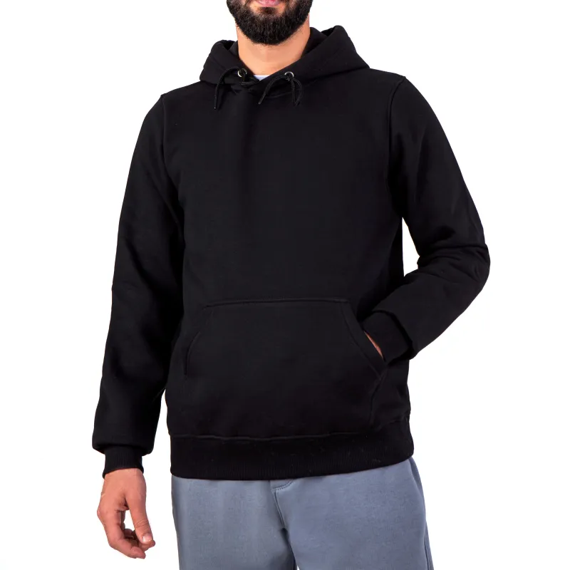 Men’s Plain Hoodie Sweatshirt - Black made by Tree