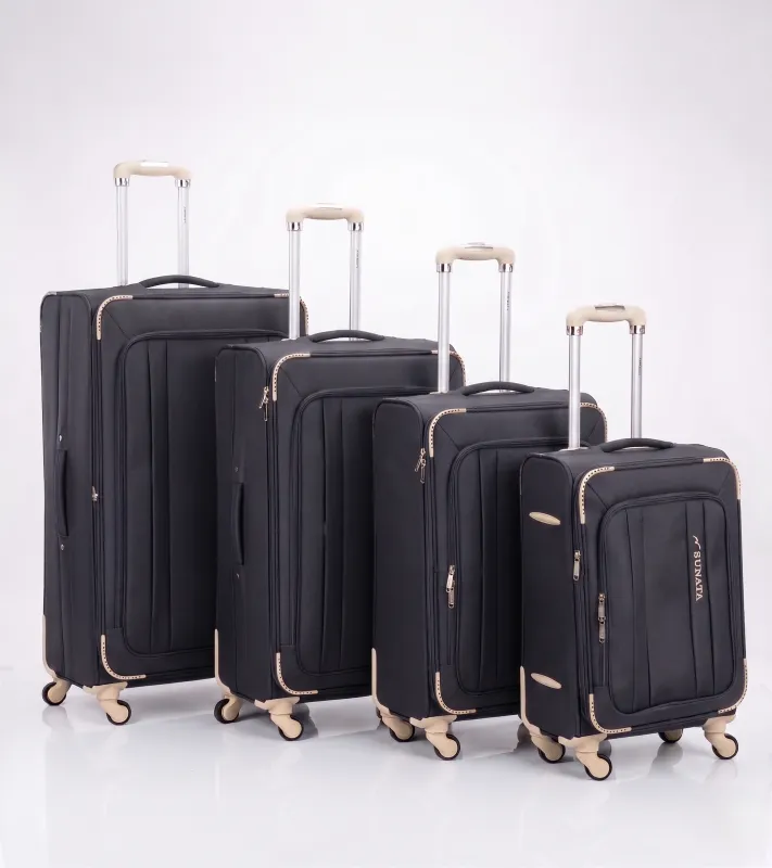 Sunata Fabric Trolley Travel Bag 5 Zippers, Digital Lock - Grey White made by Tree