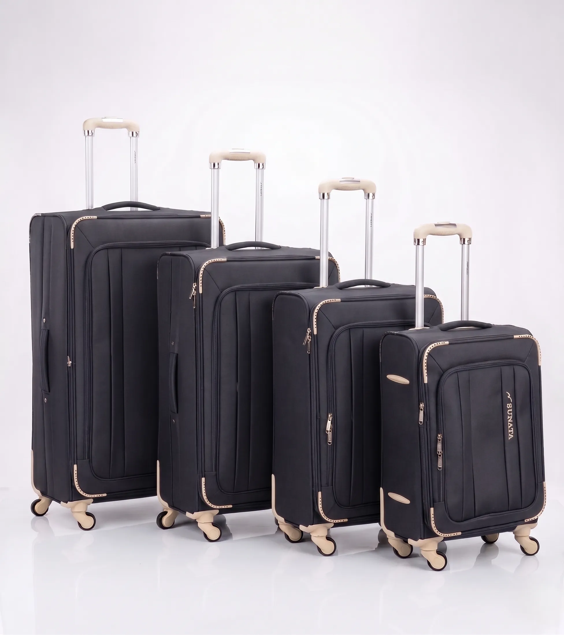 Sunata Fabric Trolley Travel Bag 5 Zippers, Digital Lock - Grey White sold by Tree