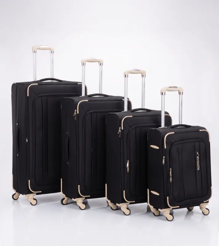Sunata Fabric Trolley Travel Bag 5 Zippers, Digital Lock - Black White made by Tree