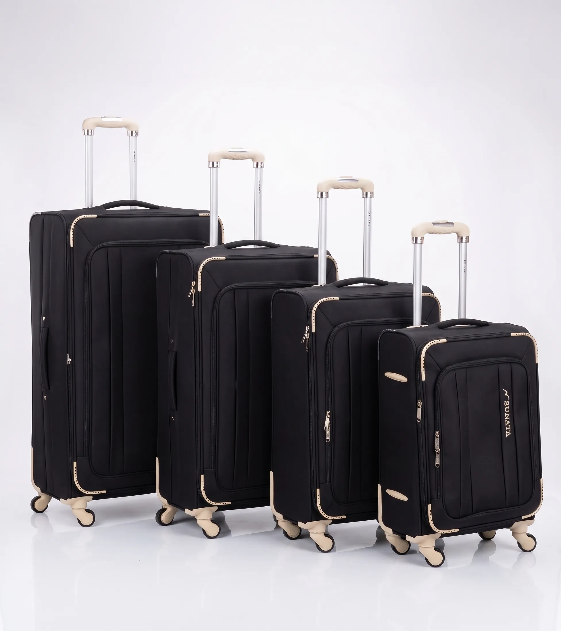 Sunata Fabric Trolley Travel Bag 5 Zippers, Digital Lock - Black White sold by Tree