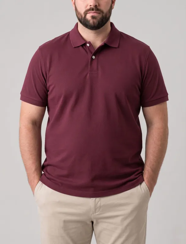 Men's Casual Polo Shirt Special size- Short Sleeve - Burgundy made by Tree
