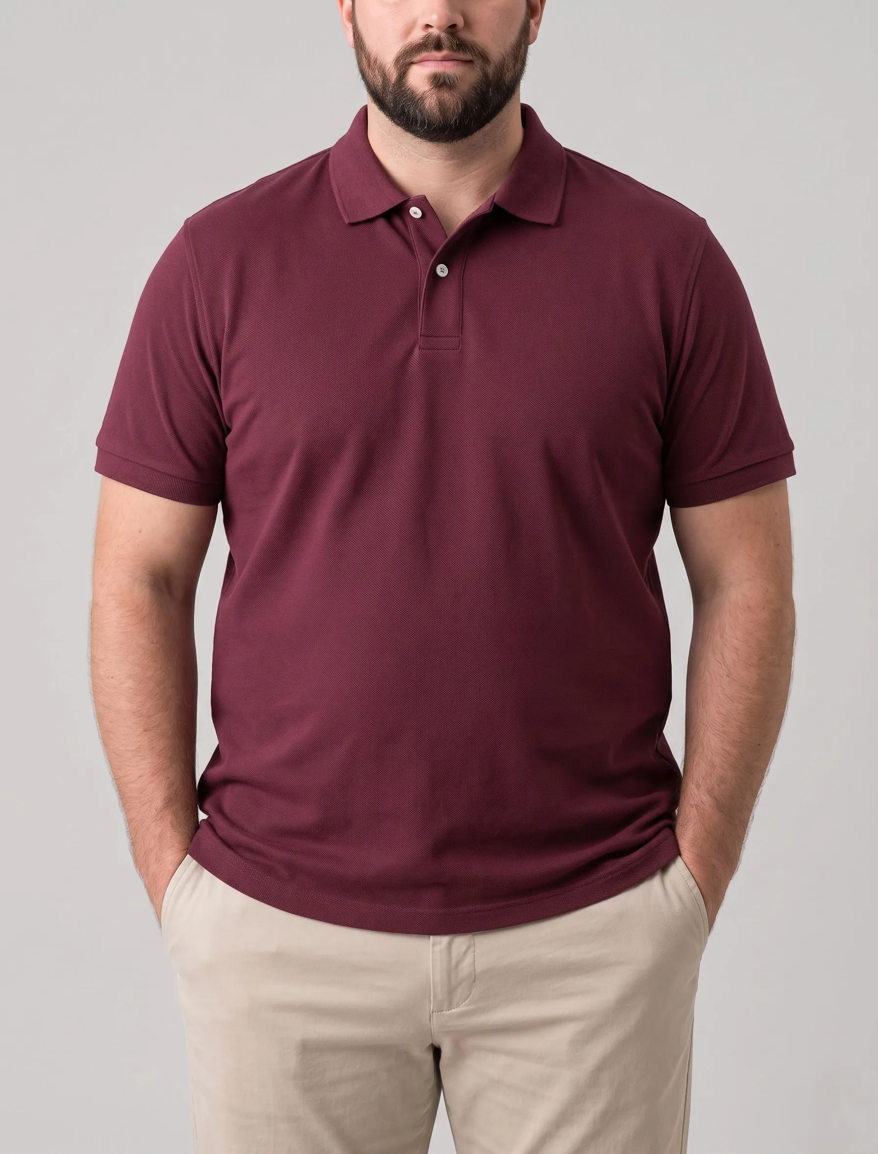Men's Casual Polo Shirt Special size- Short Sleeve - Burgundy sold by Tree