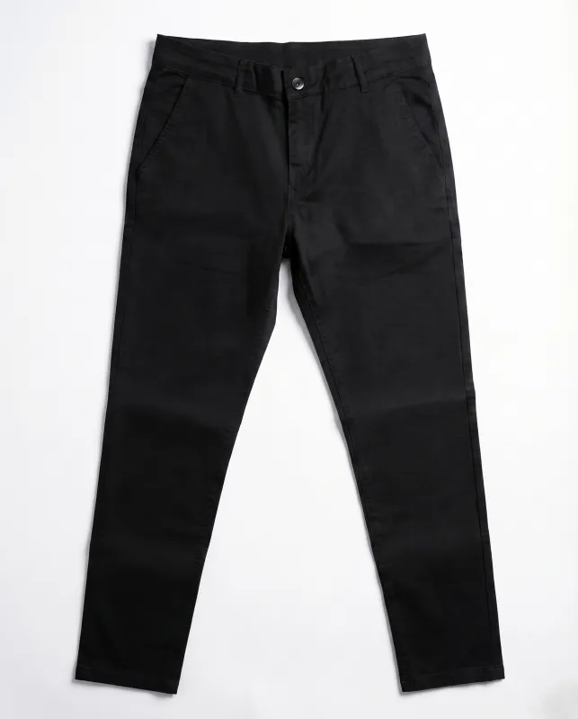 Men's gabardine pants Slim fit Chino - Black made by Tree
