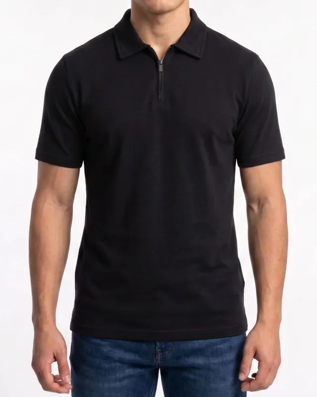 Men's polo shirt with half zip made by Tree