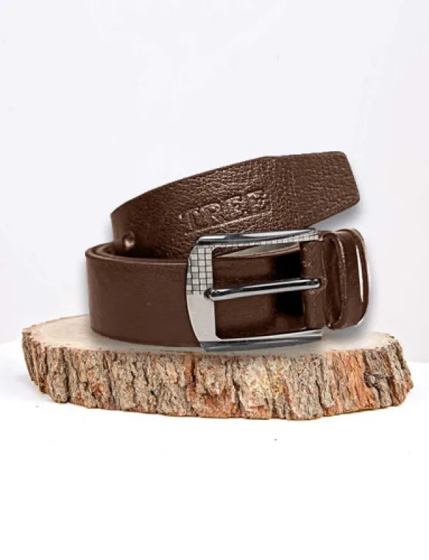 Men's leather belt 4 cm - Brown made by Tree