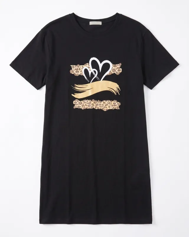 Woman's printed nightshirt  -Black made by Tree