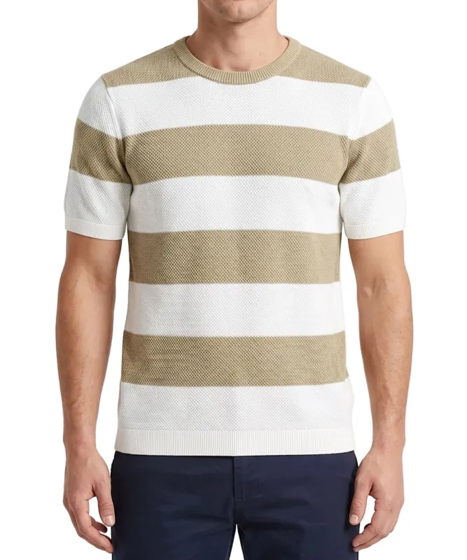 Men's Striped Textured Knit T-Shirt made by Tree