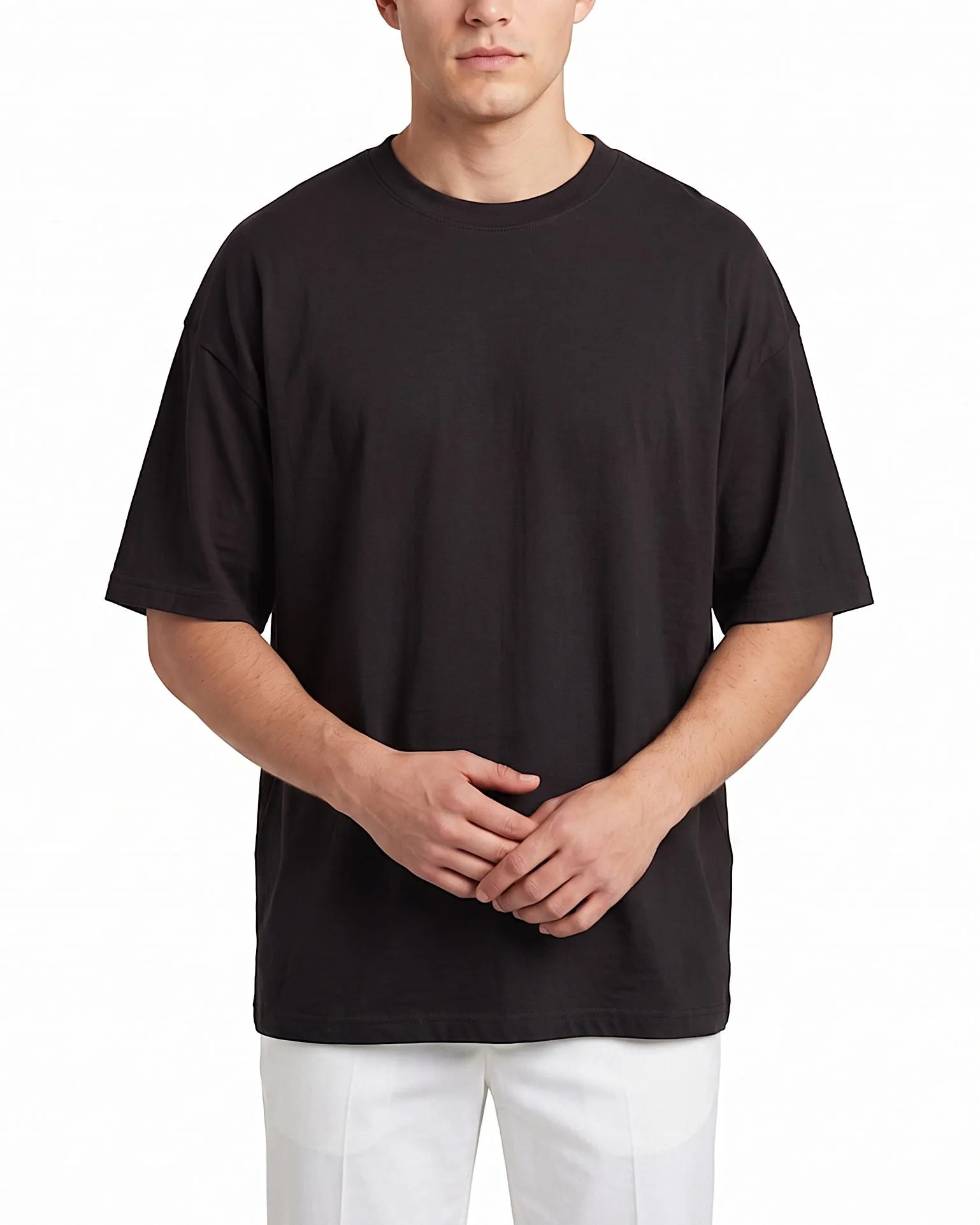Men's Solid Crew Neck Oversized T-Shirt – 100% Cotton sold by Tree product image thumbnail 3