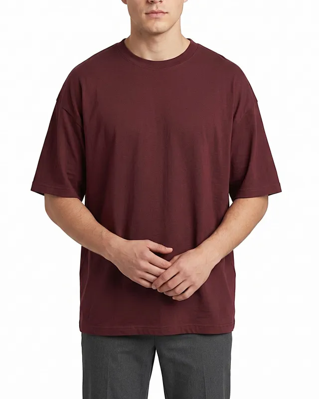 Men's Solid Crew Neck Oversized T-Shirt – 100% Cotton made by Tree