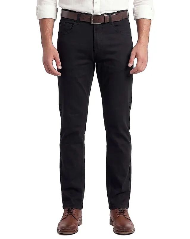 Men's Black Solid Gabardine Pants 5 Pocket– Straight Fit made by Tree