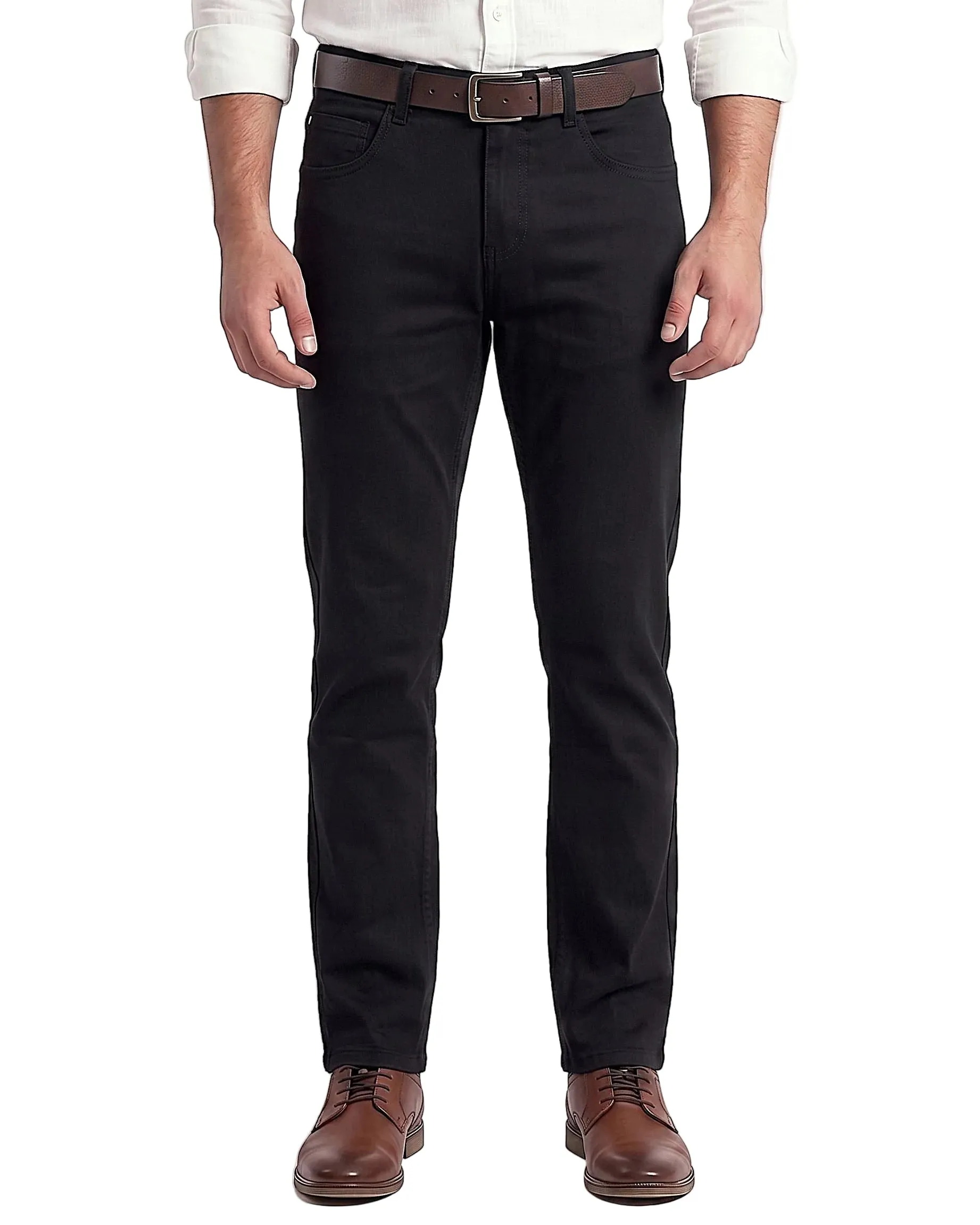 Men's Black Solid Gabardine Pants 5 Pocket– Straight Fit sold by Tree