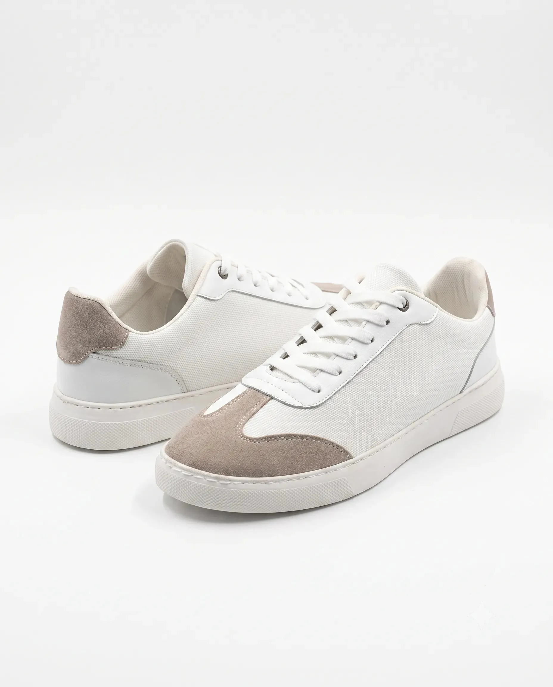 White & Beige Casual Sneakers with Layered Details sold by Tree product image thumbnail 2
