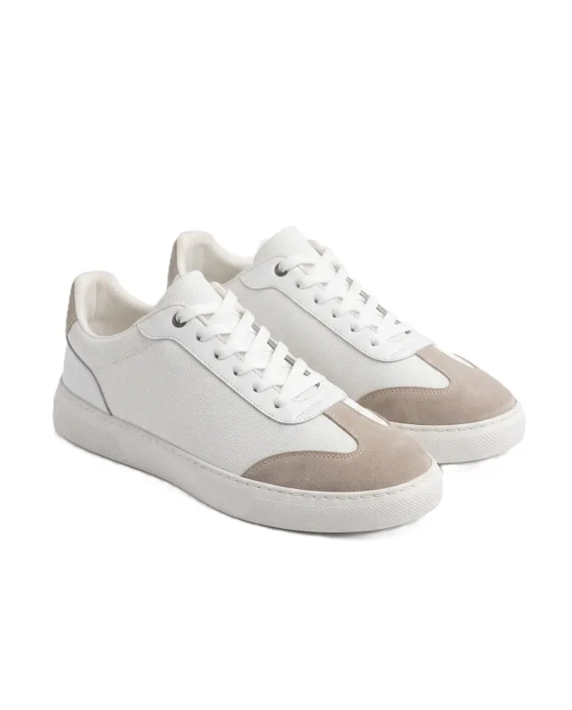 White & Beige Casual Sneakers with Layered Details made by Tree