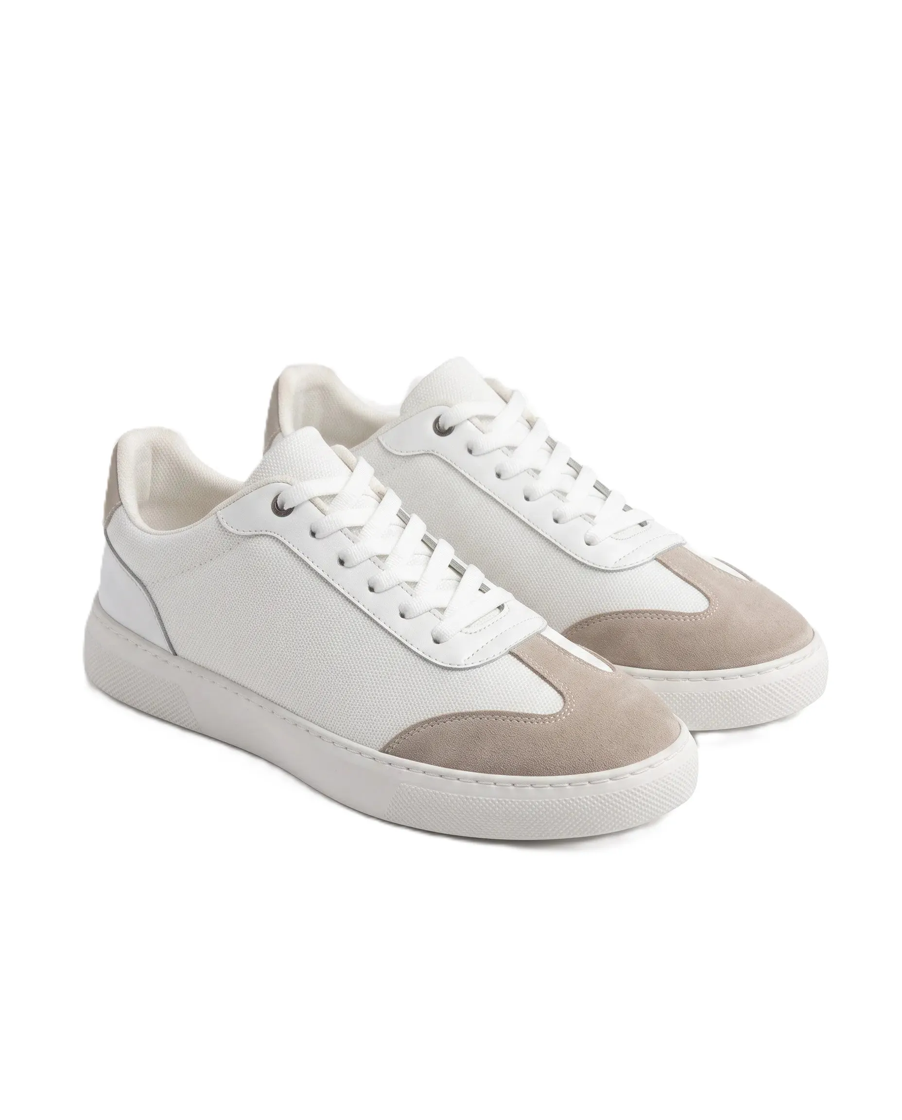 White & Beige Casual Sneakers with Layered Details sold by Tree