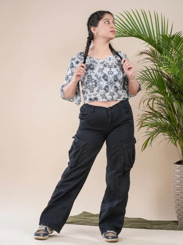 Women's Printed V-Neck Top sold by Nero
