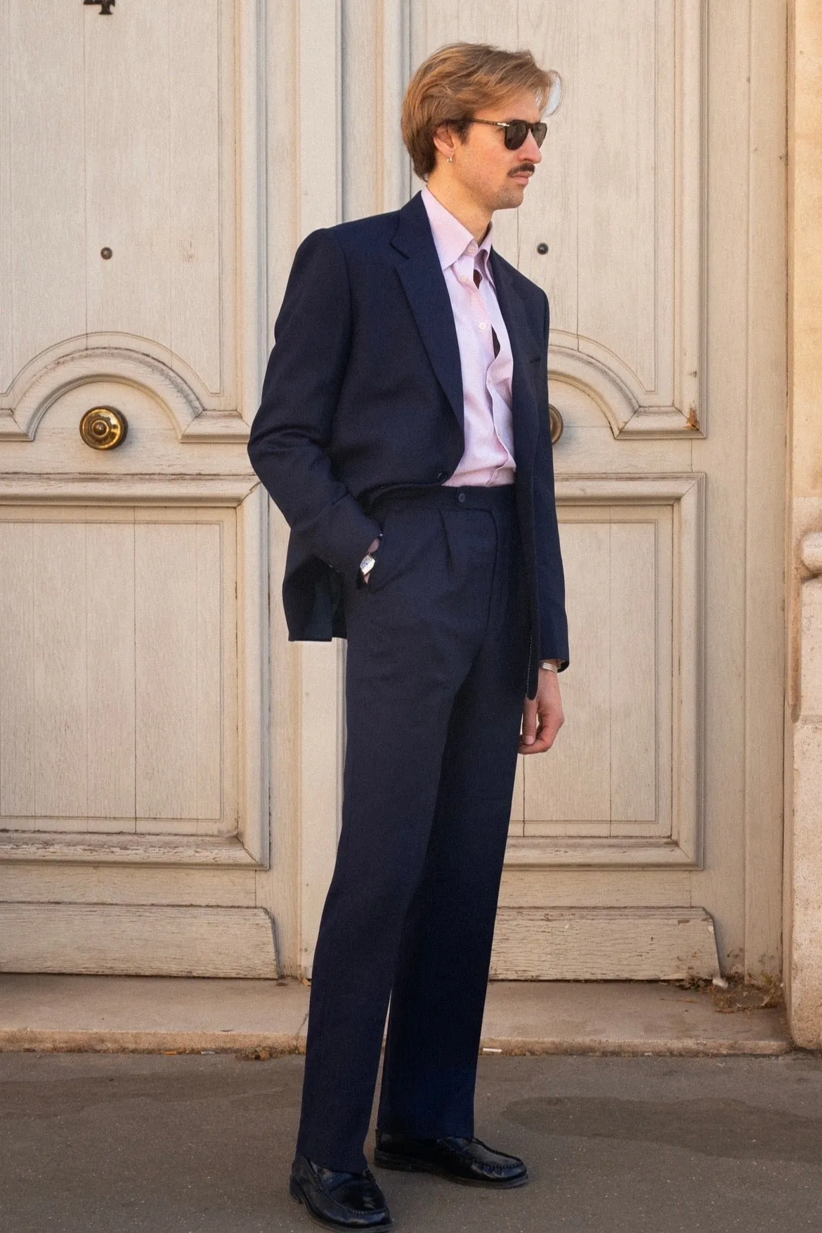 Pantalon en laine Fresco™ navy avec ajusteurs sold by Carthage Paris product image thumbnail 3