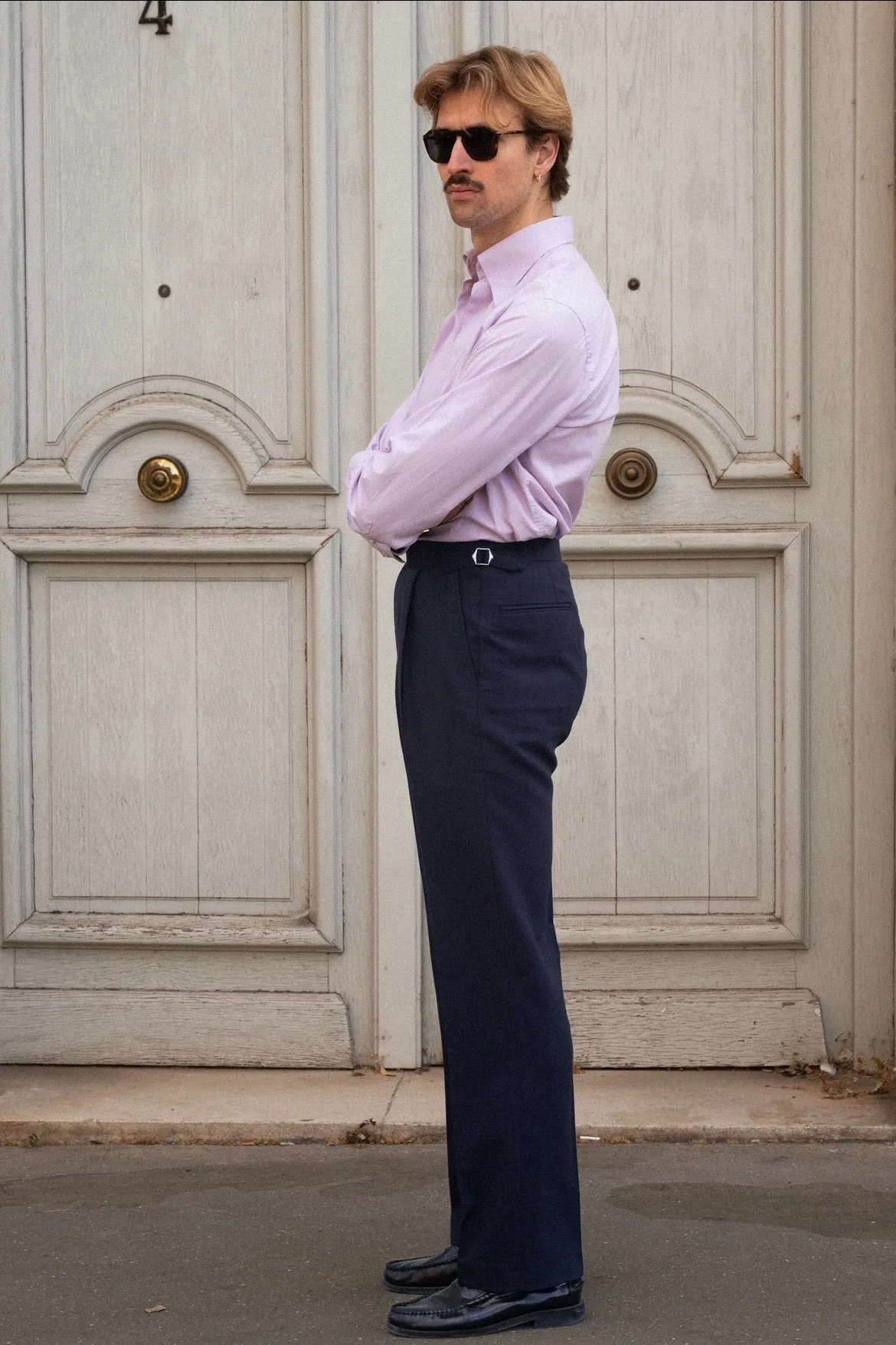 Pantalon en laine Fresco™ navy avec ajusteurs sold by Carthage Paris product image thumbnail 4
