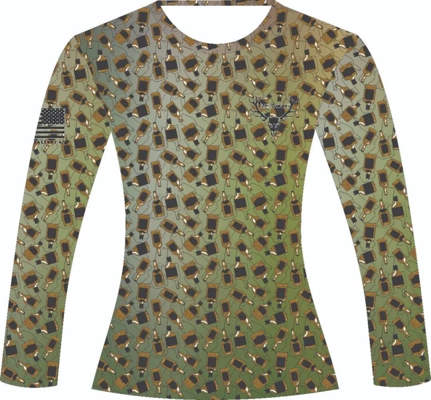 Women's Whiskey Bottle Camo UPF 50 Long Sleeve sold by Team Whiskey