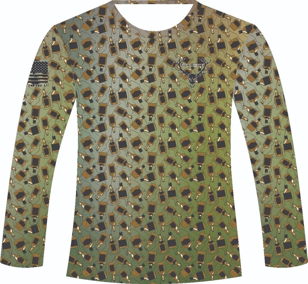 Whiskey Bottle Camo UPF 50 Long Sleeve sold by Team Whiskey