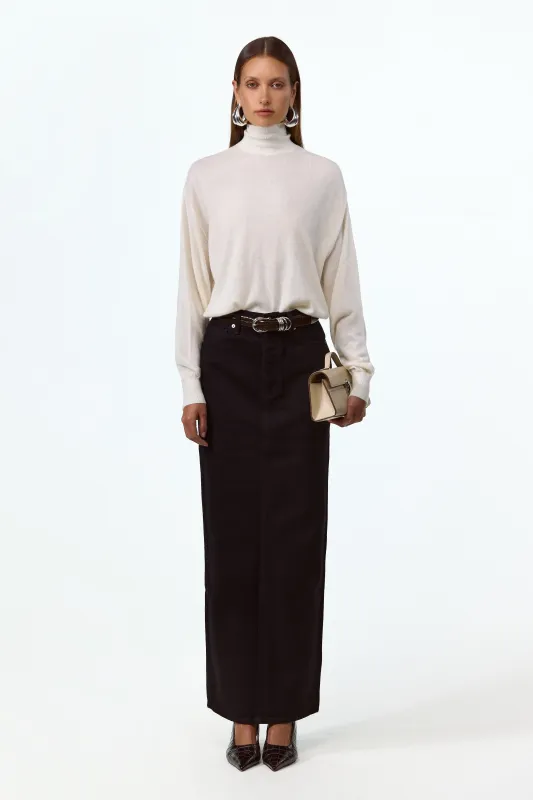 The Denim Pencil Maxi Skirt (Black) sold by SAME