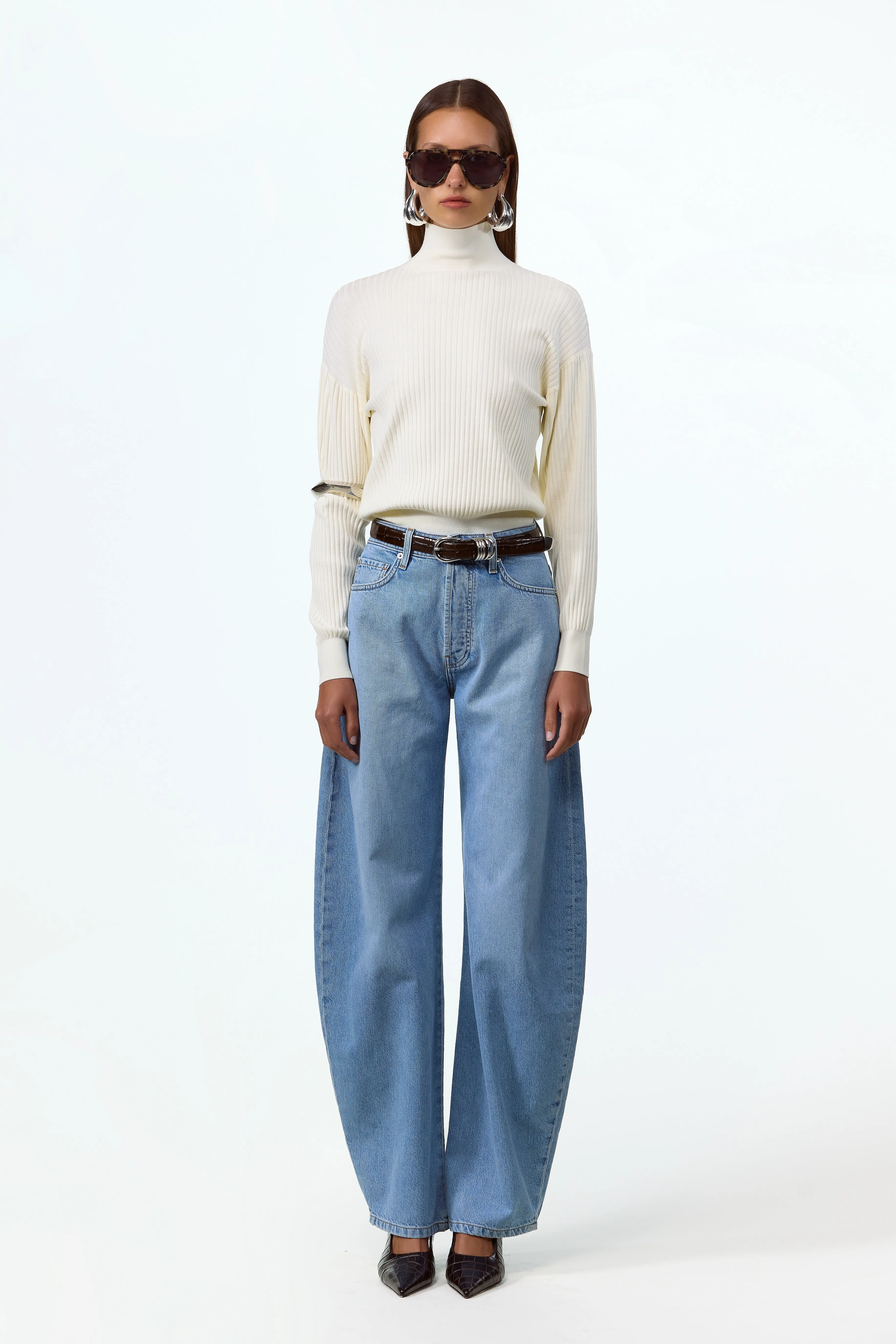 Relaxed Ribbed Turtleneck (Cream) sold by SAME