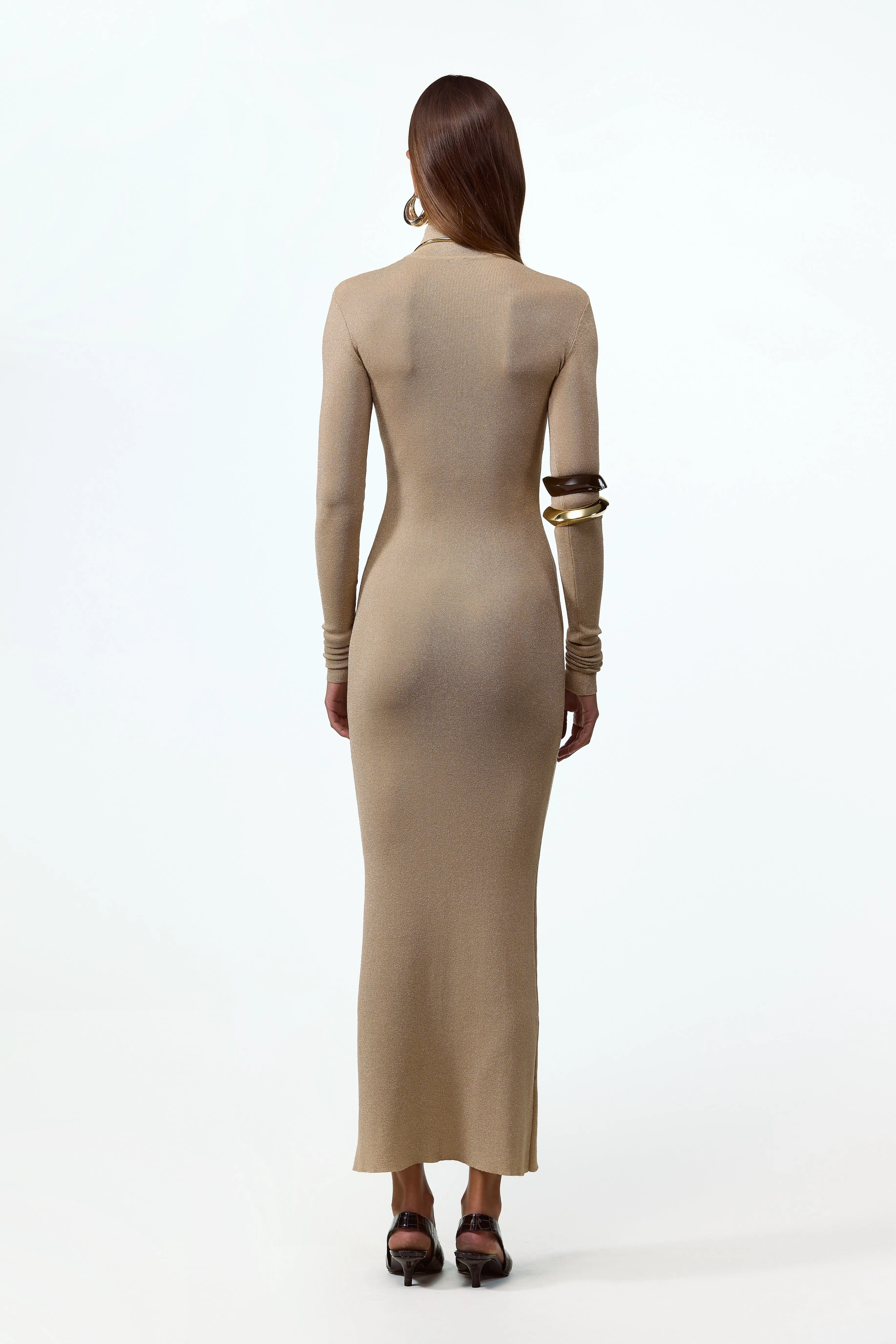 Shimmer Mockneck Dress (Gold) sold by SAME product image thumbnail 4