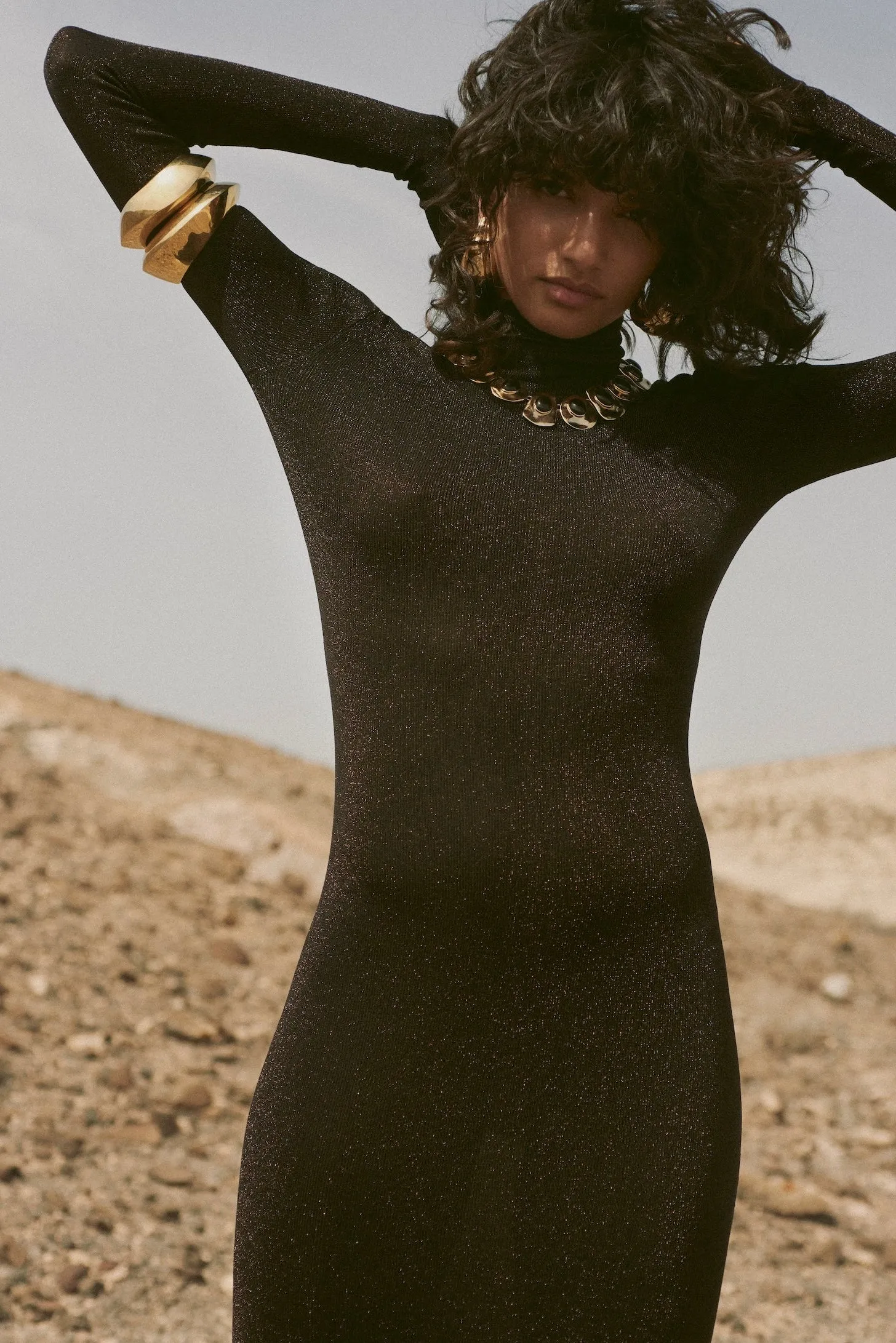 Shimmer Mockneck Dress (Black) sold by SAME product image thumbnail 3